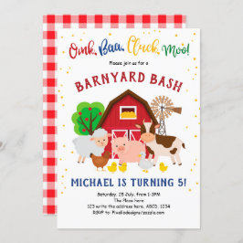 Barnyard Bash, Farm Animals, Petting Zoo, Birthday Kaart