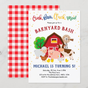 Barnyard Bash, Farm Animals, Petting Zoo, Birthday Kaart