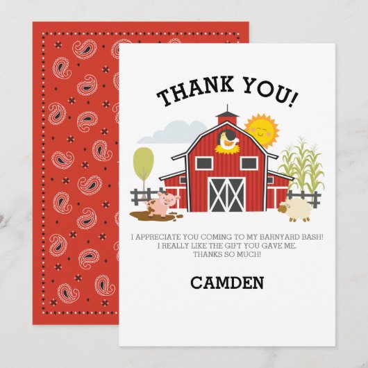 Barnyard Bash - Hartelijk dank Bedankkaart (Voorkant / Achterkant)