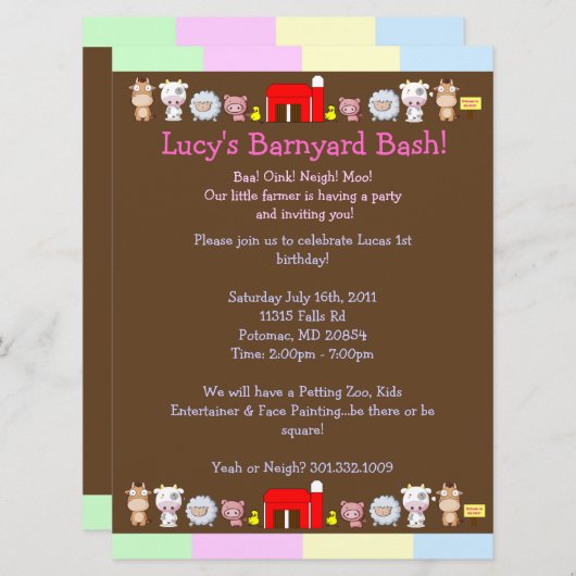 Barnyard Bash Kaart (Voorkant / Achterkant)
