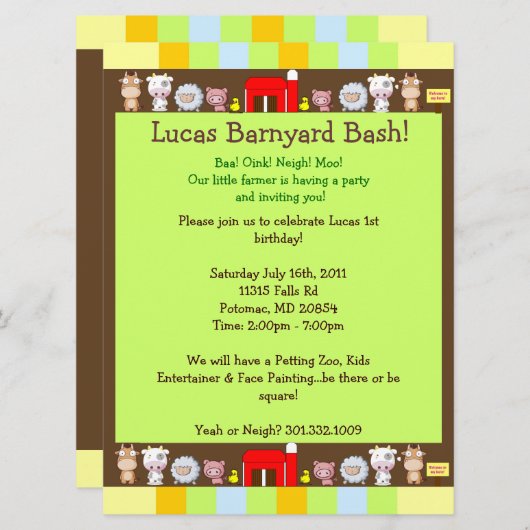 Barnyard Bash Kaart (Voorkant / Achterkant)