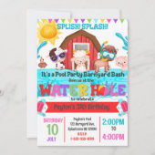 Barnyard Bash Pool Party Uitnodiging voor verjaard (Voorkant)