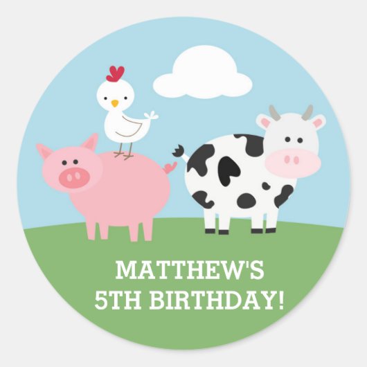 Barnyard Bash Ronde Sticker (Voorkant)
