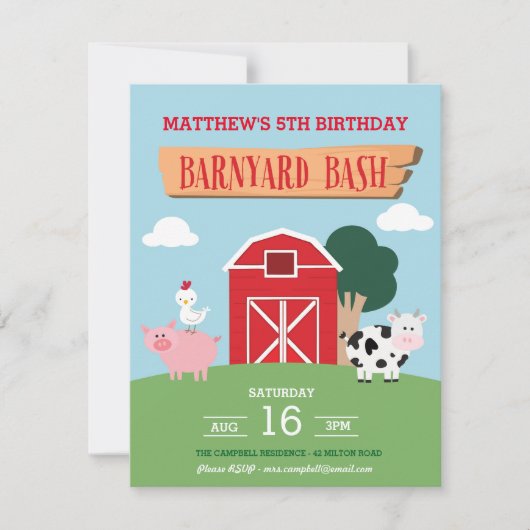 Barnyard Bash Uitnodiging (Voorkant)