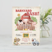 Barnyard Bash verjaardagsuitnodiging Kaart (Staand voorkant)
