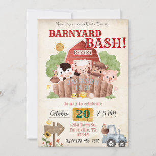 Barnyard Bash verjaardagsuitnodiging Kaart