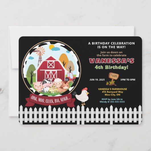 Barnyard Bash verjaardagsuitnodiging Kaart (Voorkant)