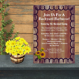 Barnyard BBQ Bash Invitation Template Rustic Wood  Kaart