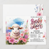 Barnyard Beauty Roze Lamb Meisje Baby shower Kaart (Voorkant / Achterkant)