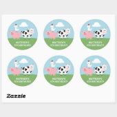 Barnyard Birthday Bash/Party Ronde Sticker (Vel)