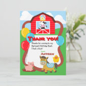 Barnyard Birthday Boerderij Animal Dank je wel Bedankkaart (Staand voorkant)