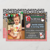 Barnyard Birthday Invitation and Photo Kaart (Voorkant / Achterkant)