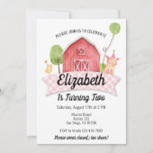 Barnyard Birthday Invitation, Girls Boerderij Part Kaart (Voorkant)