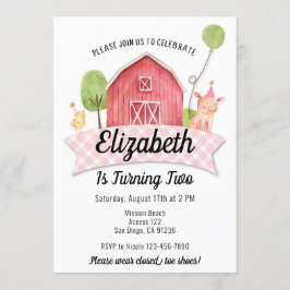 Barnyard Birthday Invitation, Girls Boerderij Part Kaart