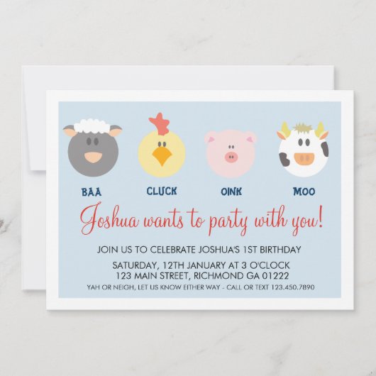 Barnyard Birthday Invitation Kaart (Voorkant)