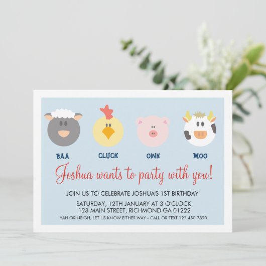 Barnyard Birthday Invitation Kaart (Staand voorkant)