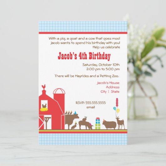 Barnyard Birthday Invitation Kaart (Staand voorkant)