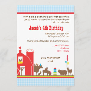 Barnyard Birthday Invitation Kaart