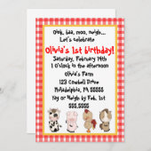 Barnyard Birthday Invitation Kaart (Voorkant / Achterkant)