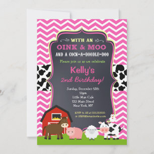 Barnyard Birthday Party Invitations for Girl Kaart