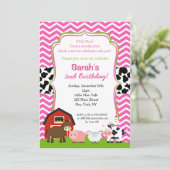 Barnyard Birthday Party Invitations for Girl Kaart (Staand voorkant)