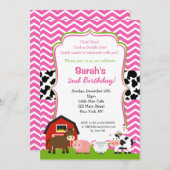 Barnyard Birthday Party Invitations for Girl Kaart (Voorkant / Achterkant)