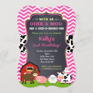 Barnyard Birthday Party Invitations for Girl Kaart