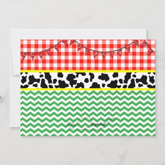 Barnyard Birthday Photo Invitation Kaart (Achterkant)