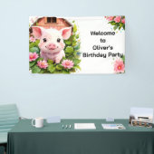 Barnyard Bliss Pink Piggy Verjaardagsbanner Spandoek (Beurs)