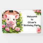 Barnyard Bliss Pink Piggy Verjaardagsbanner Spandoek (Horizontaal)