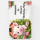 Barnyard Bliss Pink Piggy Verjaardagsbanner Spandoek (Verticaal)
