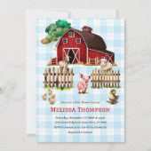 Barnyard Blue Pset Farm Animals Baby shower Boy Kaart (Voorkant)