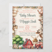 Barnyard Boerderij Animal Baby shower Invitation Kaart (Voorkant)