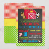 Barnyard Boerderij Animal Birthday Party Invitatio Kaart (Voorkant / Achterkant)