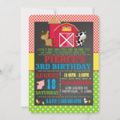 Barnyard Boerderij Animal Birthday Party Invitatio Kaart (Voorkant)