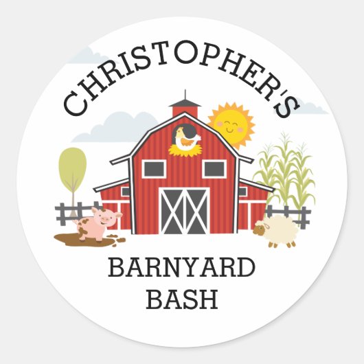 Barnyard Boerderij Animal Birthday Party Sticker (Voorkant)