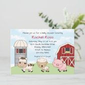 Barnyard Boerderij Baby Shower Uitnodigingen (Staand voorkant)