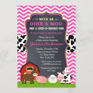 Barnyard Boerderij Baby Shower Uitnodigingen