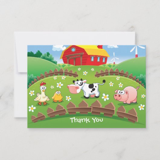 Barnyard Boerderij Birthday - Hartelijk dank Bedankkaart (Voorkant)