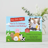 Barnyard Boerderij Birthday Invitation 5x7 Photo C Kaart (Staand voorkant)