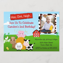 Barnyard Boerderij Birthday Invitation 5x7 Photo C