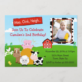 Barnyard Boerderij Birthday Invitation 5x7 Photo C Kaart