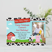 Barnyard Boerderij Birthday Invitation 5x7 Photo C Kaart (Staand voorkant)