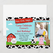 Barnyard Boerderij Birthday Invitation 5x7 Photo C Kaart (Voorkant / Achterkant)