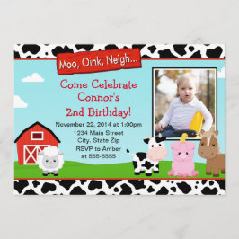 Barnyard Boerderij Birthday Invitation 5x7 Photo C Kaart