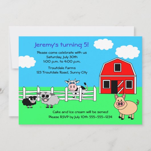 Barnyard Boerderij Birthday Invitation Kaart (Voorkant)