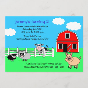 Barnyard Boerderij Birthday Invitation Kaart
