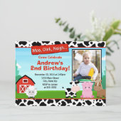 Barnyard Boerderij Birthday Invitation Kaart (Staand voorkant)