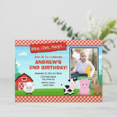 Barnyard Boerderij Birthday Invitation Kaart (Staand voorkant)