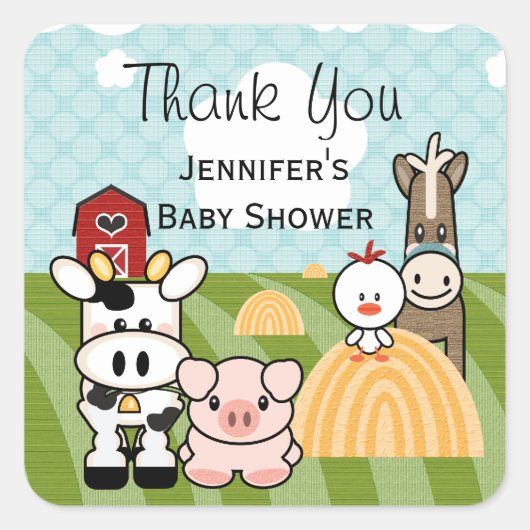 Barnyard Boerderij Dier Party Favor Sticker Labels (Voorkant)